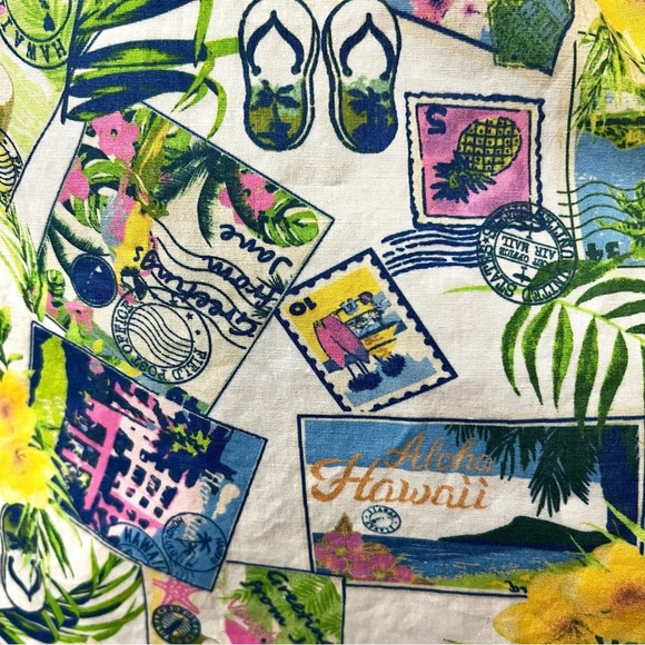 Studio Park S Petite Cotton Postcard Hawaii Vacation Short Sleeve Shirt Dress - Picture 8 of 12